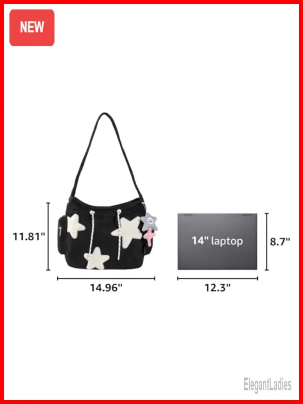 Star Hobo Tote Bag Women Messenger Shoulder Crossbody Large Capacity Corduroy